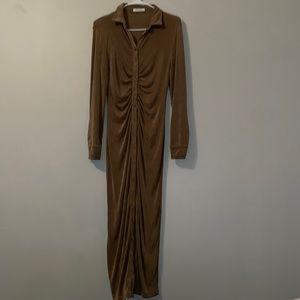Long sleeve tan dress